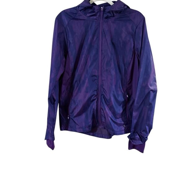 Danskin Now Large Purple Hooded Windbreaker - Picture 2 of 7